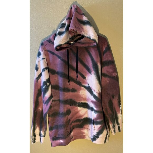 Victoria's Secret Tops - PINK Victoria Secret Hoodie Sweatshirt Large Purple Pullover Tie Dye NWT $56